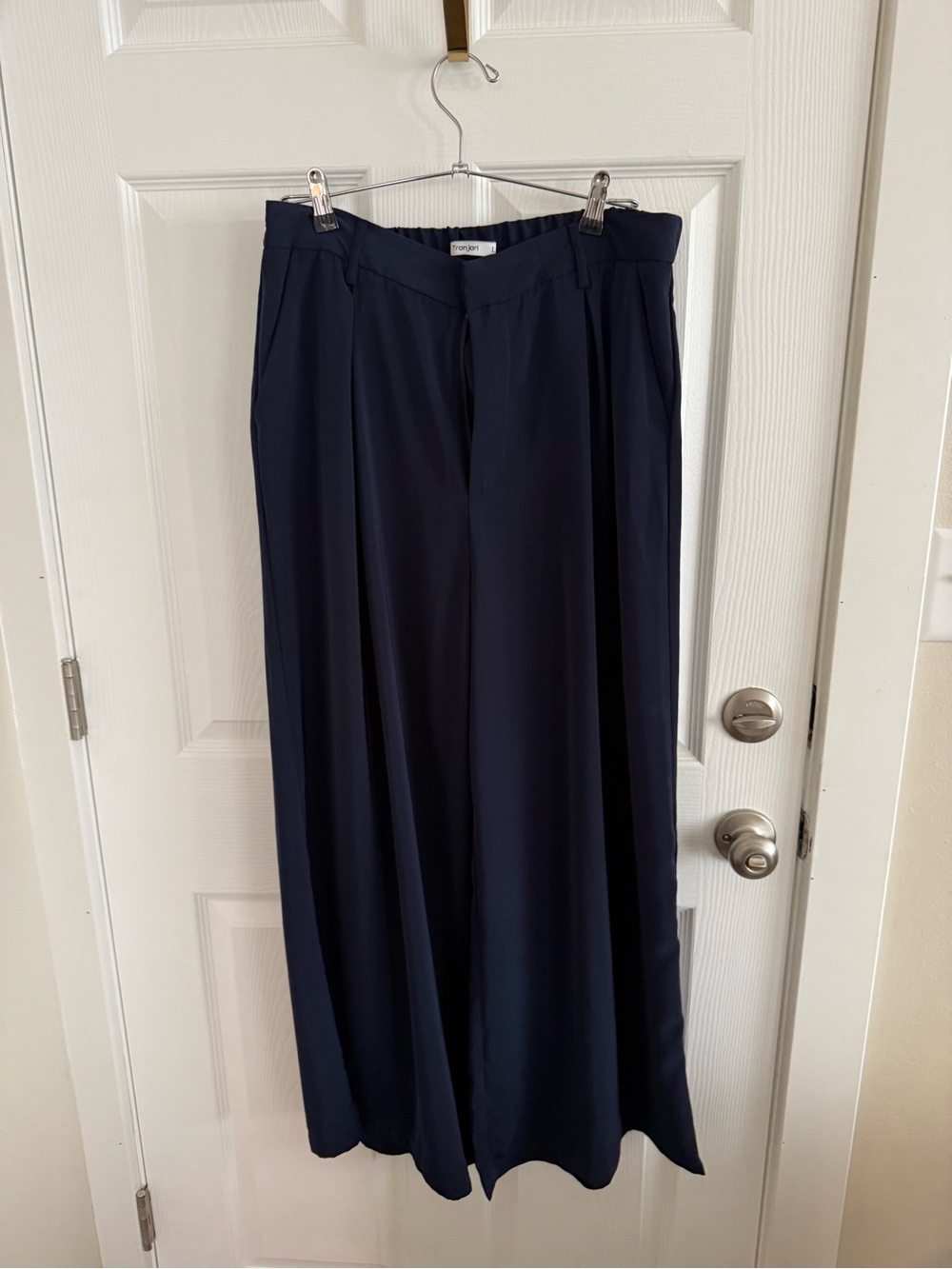 Wide-Leg Navy Pants
